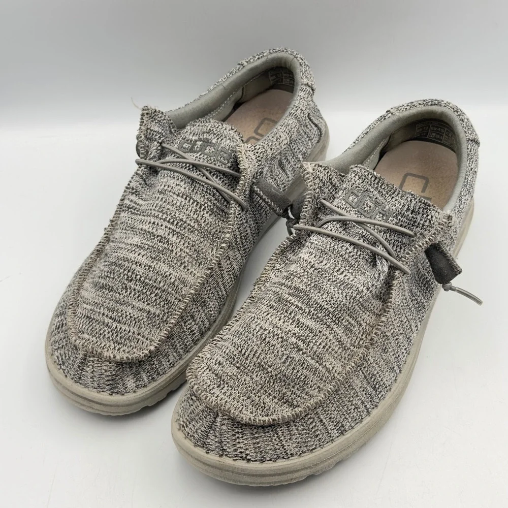 Hey Dude Wally B Sox Men 12 Grey Marl Knit Lightweight Slip On Loafers 111033000